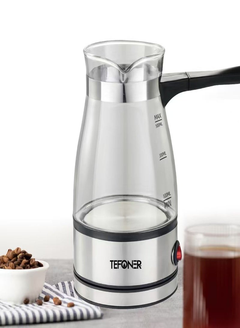 تيفونر ماكينة قهوه تركي زجاجية شفافة. غلاية قهوة تركي بسعة نصف لتر. صانعة قهوة تركية تعمل بالكهرباء. الة قهوة تركي سريعة التسخين وامنة. غلاية قهوة تركية سهلة ومتعددة الاستخدام. - Image 2